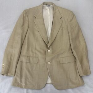 Southwick Neiman Marcus Blazer Men's 42T Plaid Beige Coat Pockets 2 Buttons